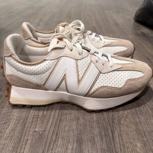 New Balance Women's Cream and White Sneakers